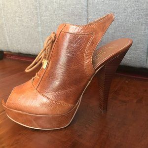 BCBG Paris Tan Leather Corset Heel